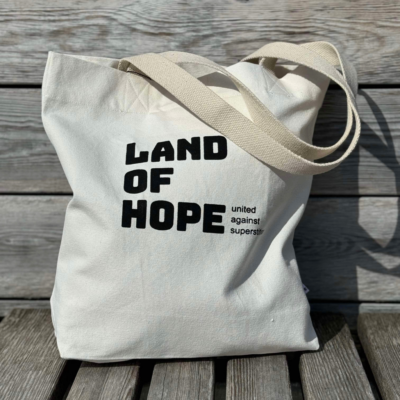 Land of Hope tote bag in off-white