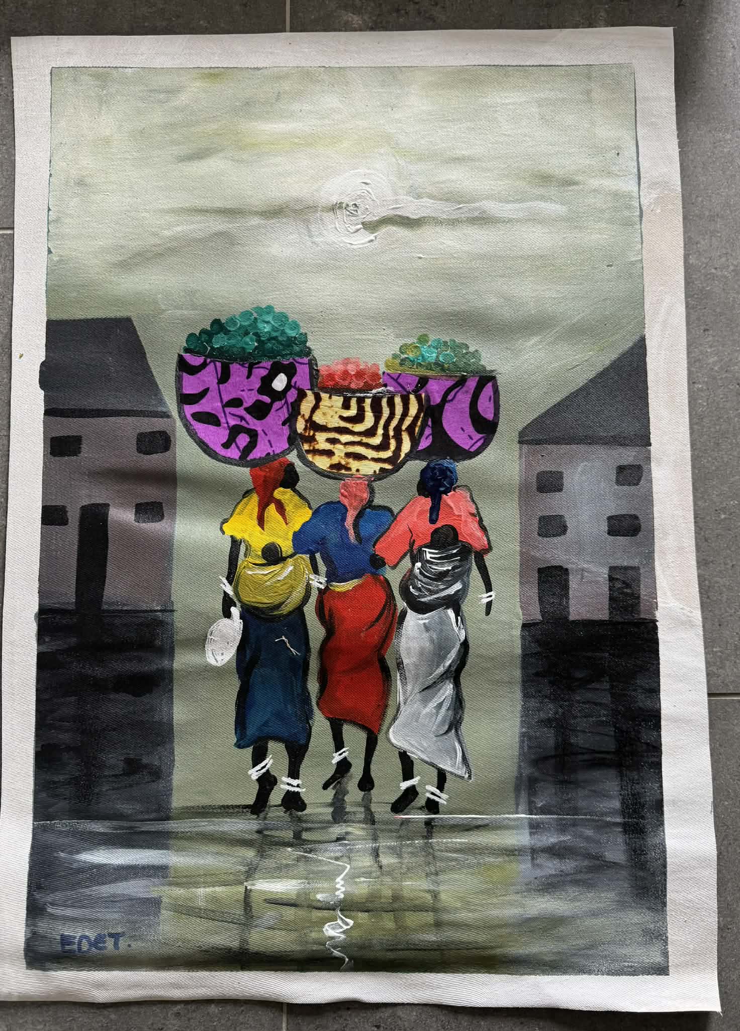 Edets maleri (lærred med lidt stof på)